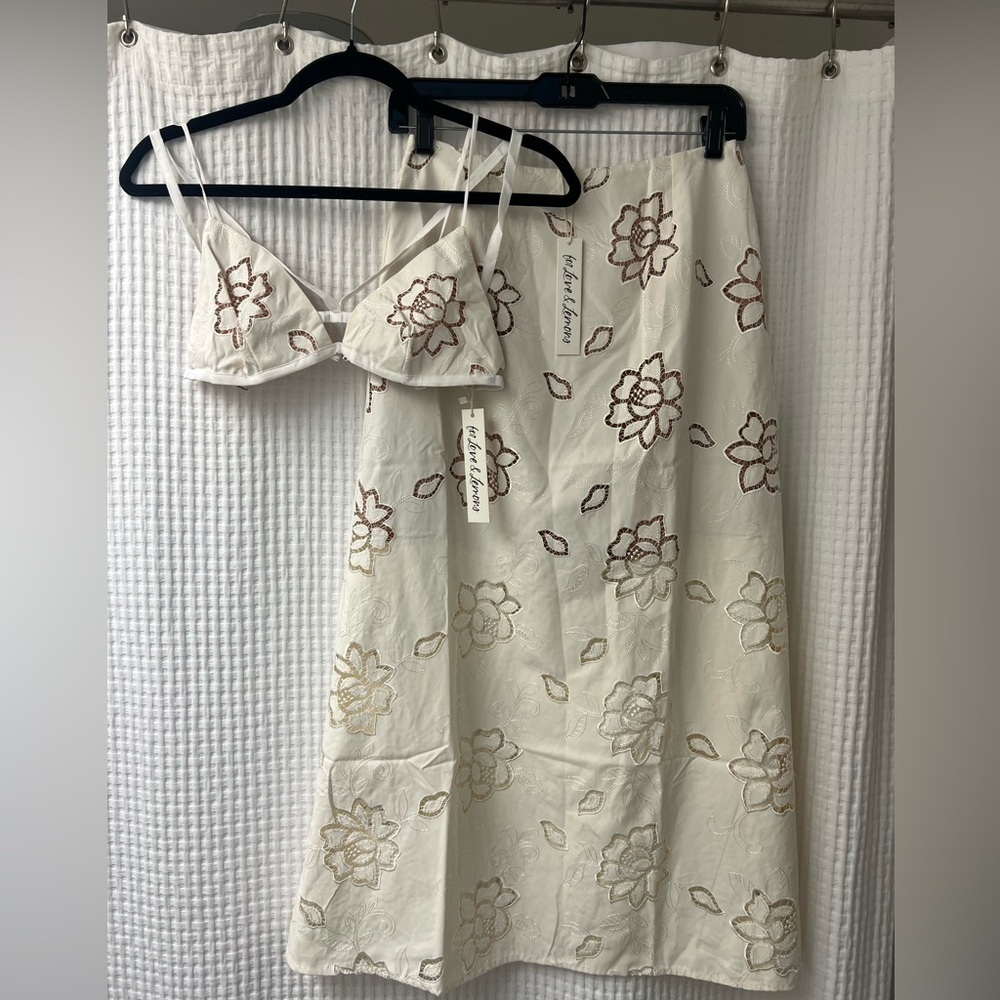 NWT For Love & Lemons - Jayne Bralette top & midi skirt set - size small - Picture 3 of 12